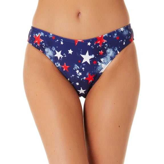 California Waves Junior's Splatter Star Hipster Bikini Bottoms Swimsuit Blue Size X-Large