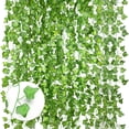 thumbnail image 2 of Paquete de 12 hojas de hiedra falsas de 6,5 pies, guirnaldas artificiales, plantas colgantes verdes, vid para decoración de pared del dormitorio, decoración de boda, fiesta, habitación, cosa, 2 of 5