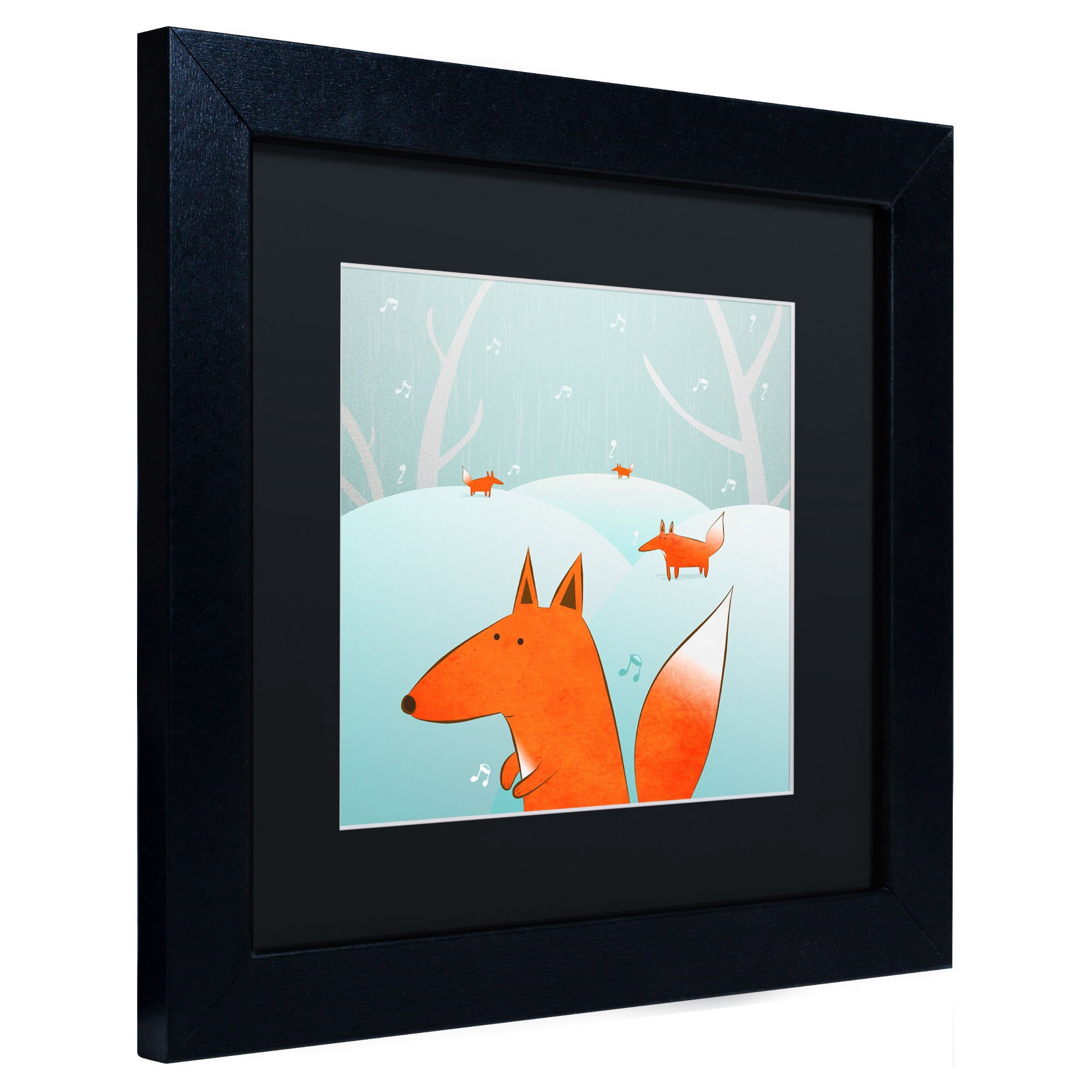 Trademark Fine Art "Winter Foxes" Canvas Art by Carla Martell, Black Matte, Black Frame