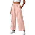 thumbnail image 2 of Favoffer Women's Linen Embroidered Pants Loose Casual Solid Color Slimming Trousers Breathable Fashion Summer Bottom for Holiday Leisure Street, 2 of 6