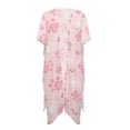 thumbnail image 4 of Xoenoiee Pink Dog Paw Heart Pattern Women Swimsuit Cover Up Half Sleeve Boho Bathing Suit Coverups Skin Friendly Kimonos Cardigans for Swimwear, 4 of 6