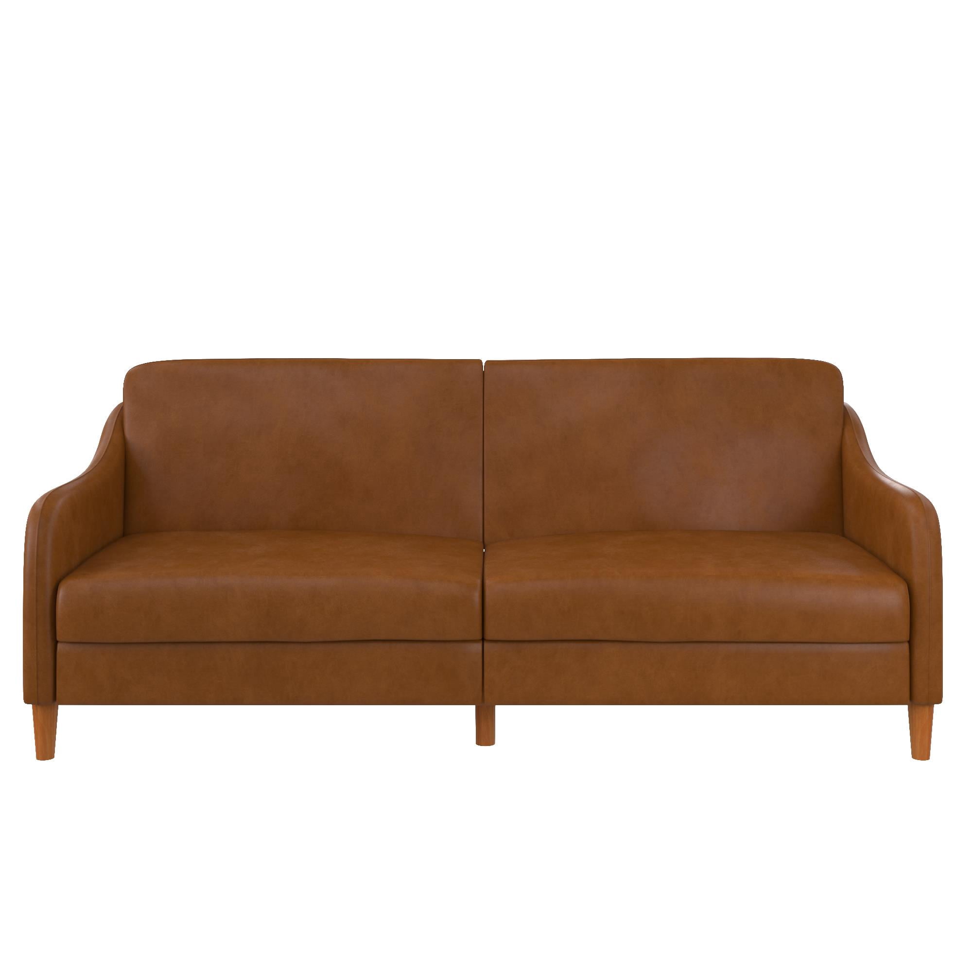 DHP Jasper Coil Futon, Camel Faux Leather