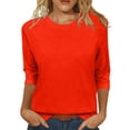 thumbnail image 6 of ZHENHONG Long Sleeve T Shirt Women Womens Tops Casual 3/4 Sleeve Crew Neck Shirts Loose Fit Tunic Blouses Summer Tees,Orange Women Blending Shirts XXL, 6 of 7
