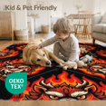 thumbnail image 4 of ODIKA 8'x10' Washable Area Rug Beast Tattoo Statement Arcade Motifs Designer Graphic Face Refined for Dining Room, Large Office, Lounge, Non-Slip Chair-Friendly Mat, 4 of 7