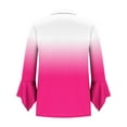 thumbnail image 7 of Olyvenn Womens Summer Tops,Women's Casual Collared V-Neck Petal 3/4 Sleeve Gradient Blouse Stylish Lightweight Top for Everyday Wear Hot Pink XXL, 7 of 7