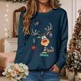thumbnail image 2 of Kaprioy Sweatshirts for Women Cute Christmas Gift Long Sleeve Shirt Pullover Tops Elk Prints Fall Fashion Clothing Navy, XXL, 2 of 6