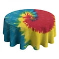 thumbnail image 4 of Colorful Tie Dye Pattern Round Tablecloth 60"x60",Wrinkle Wipeable Table Cloth for Kitchen Dining Room Picnic Patio Party, 4 of 6