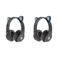 thumbnail image 3 of 2pcs Wireless Cat Ear Headphones Bluetooth Headset LED w/Mic Lights Earphone for Kids, 3 of 9
