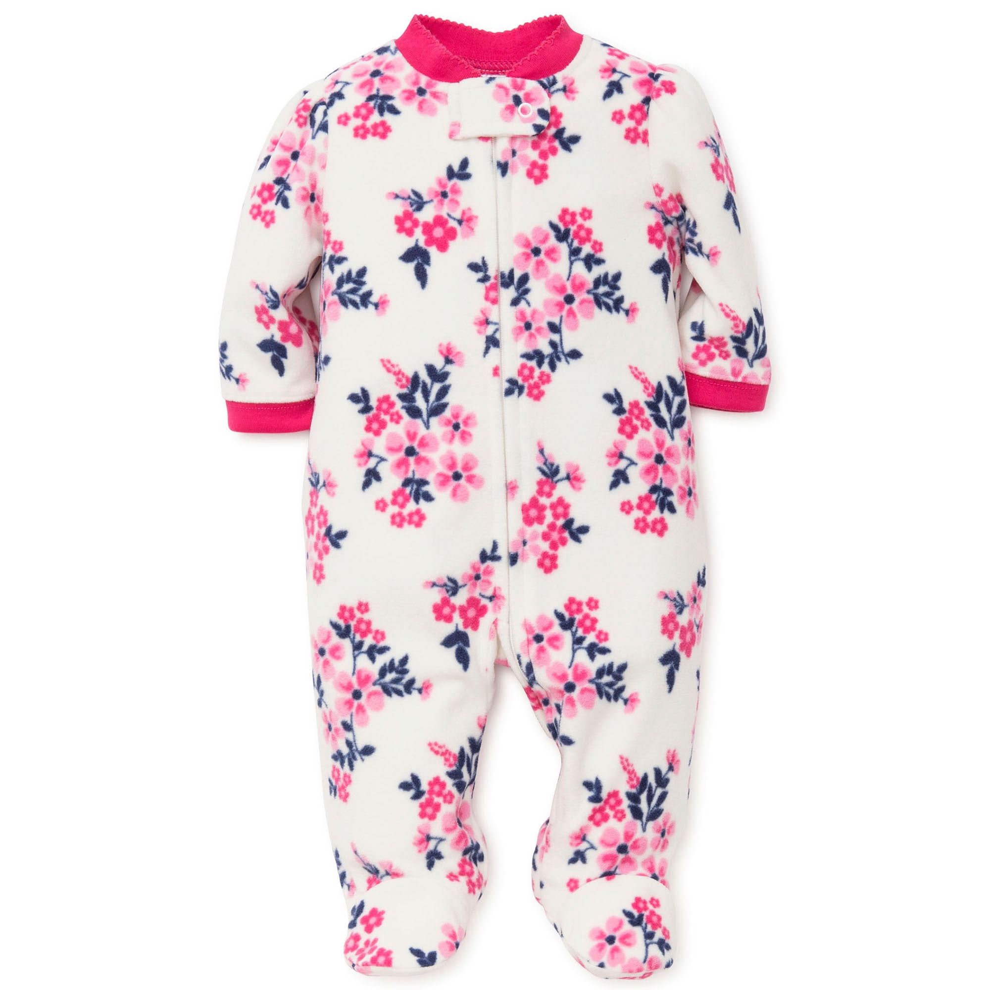 LTM Baby - Flower Blanket Sleeper Warm Fleece Footie Footed Pajamas