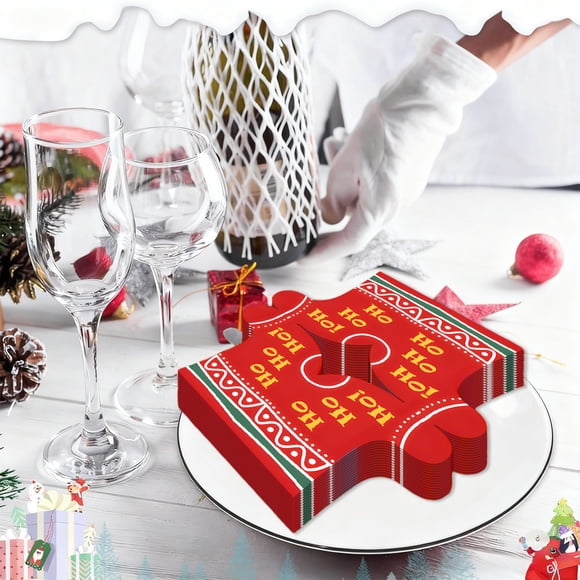 Suncoda Christmas Decorations Indoor, 20 Pieces Christmas Paper Napkins 3-Ply Funny Christmas Napkins Disposable Santa Claus Christmas Tree Napkins Holiday Dessert Napkins for Christmas