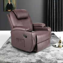 Vineego 360° Swivel PU Leather Chair with Massage Function Adjustable Home Theater Single Recliner,Brown