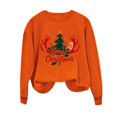 thumbnail image 4 of asdoklhq Christmas Women Sweatshirt Women's Round Neck Christmas Printed Sweatshirt Long Sleeved Top Sweatshirt Orange XL, 4 of 6