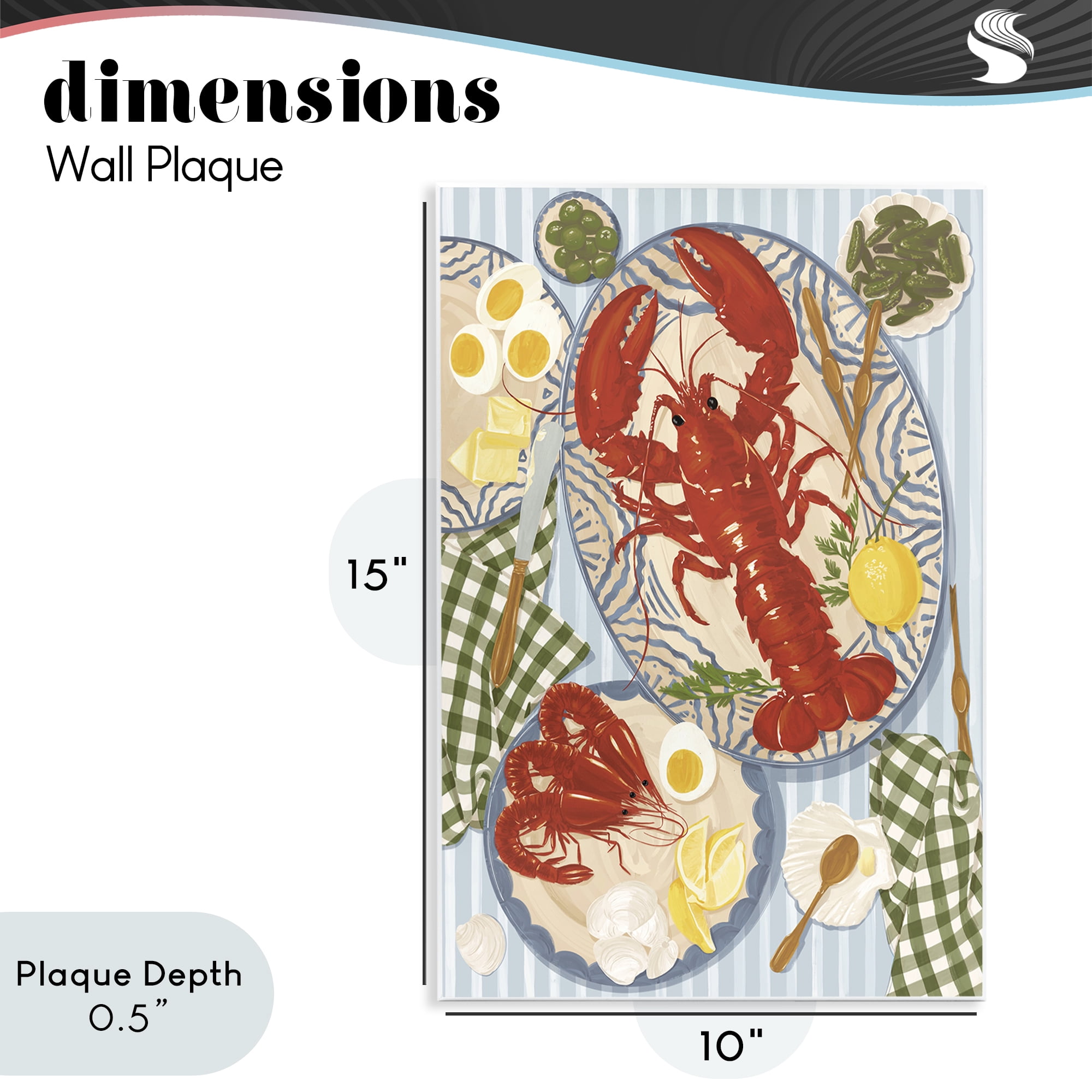 Stupell Industries Lobster For Lunch Platter Wall Plaque Art, design by Vero Illustrates