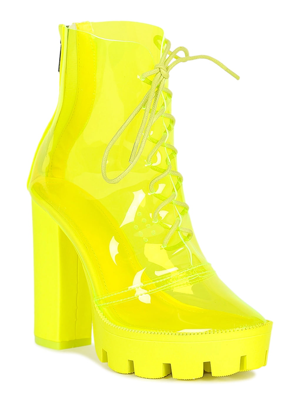 platform ankle boots with translucent sole