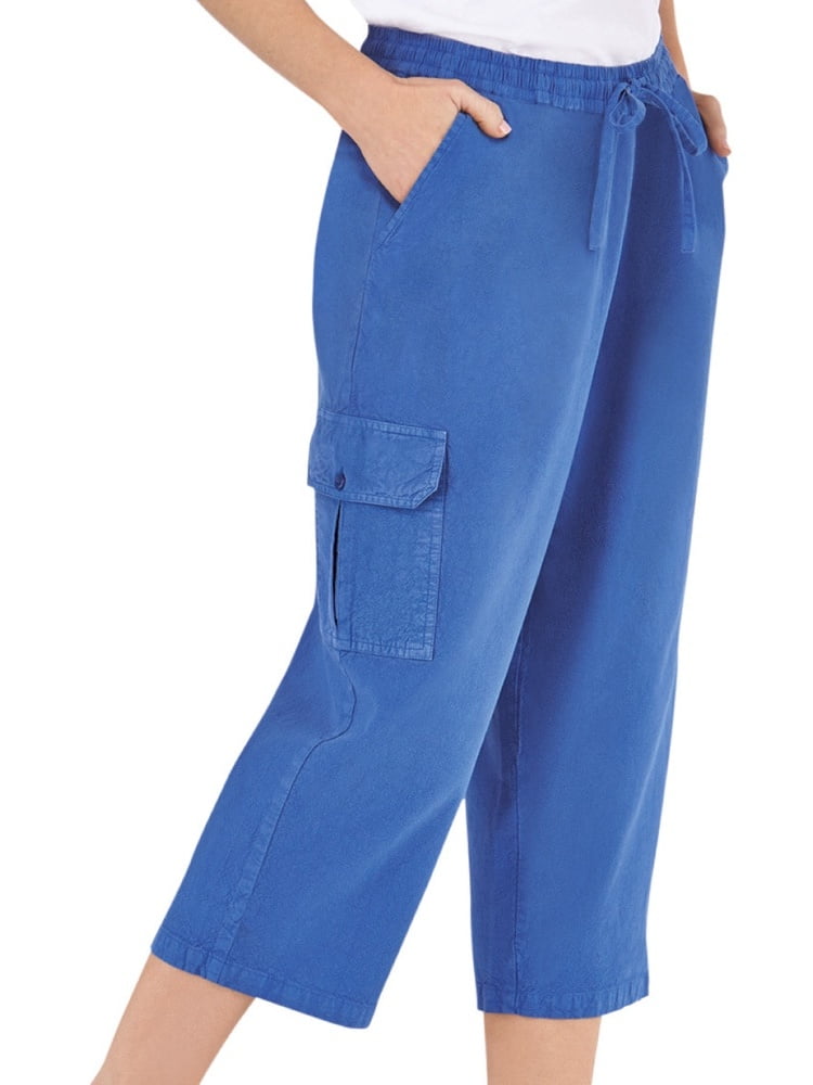 Collections Etc. Elastic Waist Cargo Pocket Capri Pant