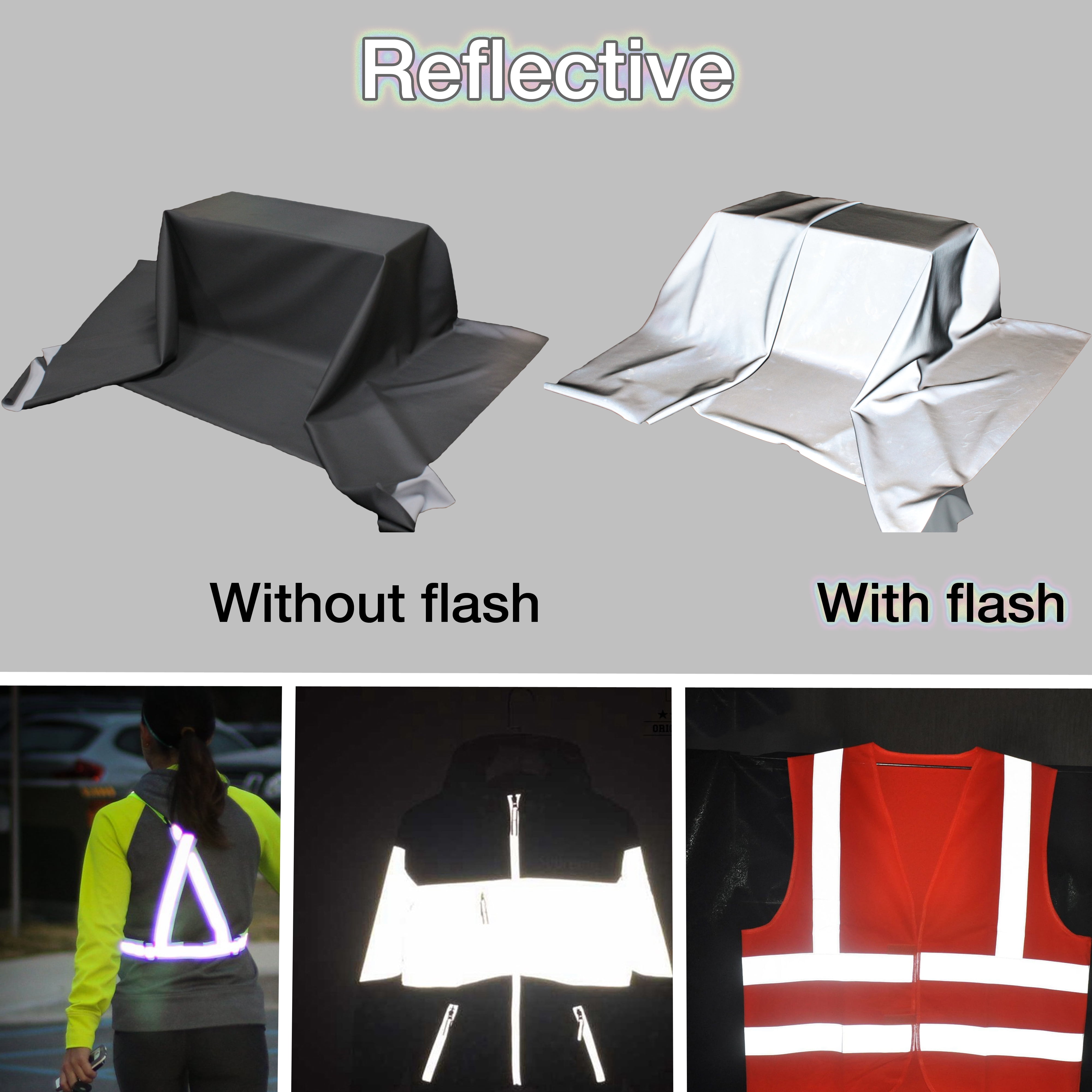 Reflective Sports/Safety 4-Way Stretch Fabric 53" Wide/Sold By the Yard
