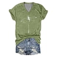 thumbnail image 4 of TrendOFT Vintage Dragonfly V Neck T Shirts for Women Boho Floral Wildflowers Graphic Tee Casual Summer T Shirt Green L, 4 of 5