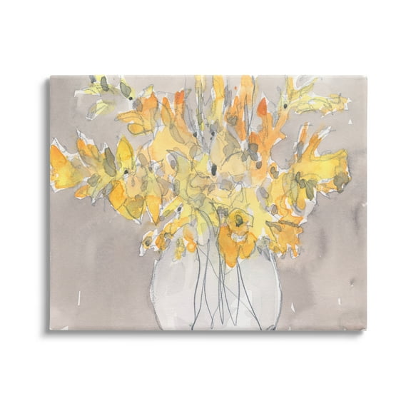 Stupell Industries Modern Yellow Petals Blossoms Floral Arrangement Vase Painting Gallery Wrapped Canvas Print Wall Art, Design by Samuel Dixon