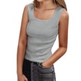 thumbnail image 2 of Shadoumai Tank Tops for Women Scoop Neck Wide Strap Sleeveless Crop Top Tanks Womens Basic Fitted Camisole, 2 of 4