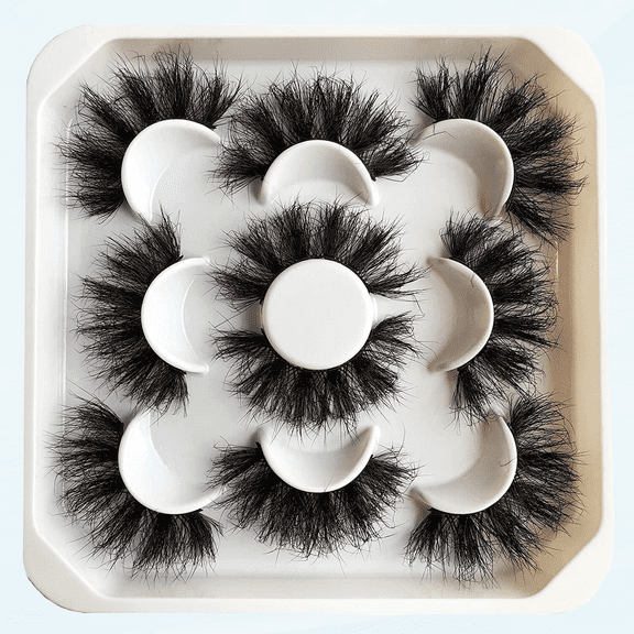 False Eyelashes Fluffy 22MM Dramatic Faux Mink Lashes 5 Pairs Pack 8D Volume Thick Long Eye Lash Multipack