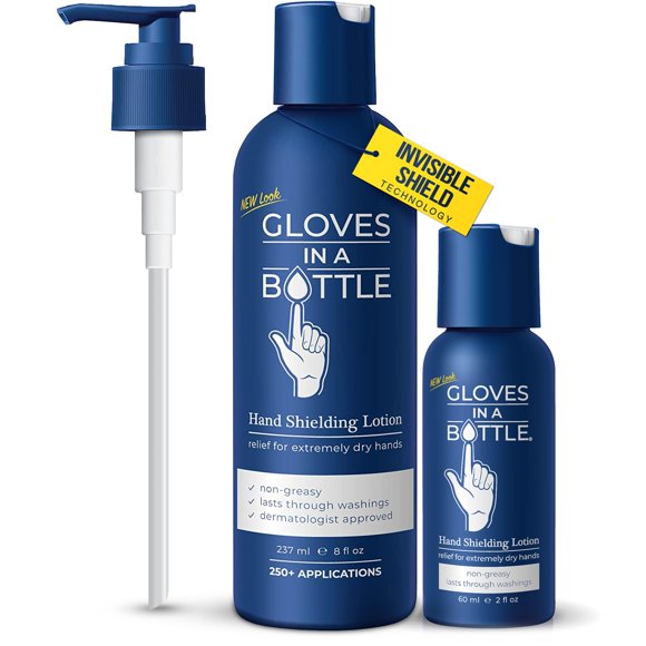 Guantes de loción en botella que protegen 60 ml y 240 ml para piel seca