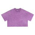 thumbnail image 5 of WEIGFI Workout T-Shirts For Women Cotton Loose Fit Cropped Tops Yoga Running Crew Neck Short Sleeve Lightweight Clothes Solid Color Trendy Cozy Beach Daily Wear,Purple,XL, 5 of 6
