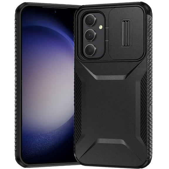 For Samsung Galaxy S24 FE Case Rugged Side Grip with Sliding Rear Lens Cover