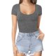 thumbnail image 2 of Xishao Women's Round Neck Short Sleeve T Shirts Basic Bodysuits Xishao ropa, 2 of 2