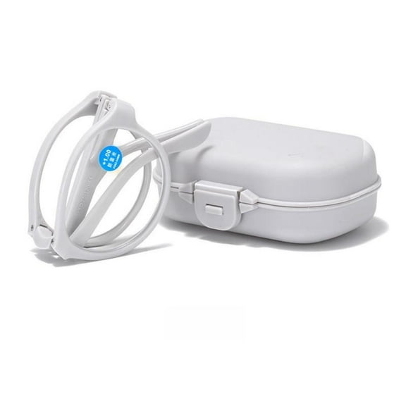 Women White Gray Spring Hinge Folding Reading Glasses HD Fashion Anti-Blue Light Presbyopia Glasses Square Plastic Foldable Readers with Case  2.00