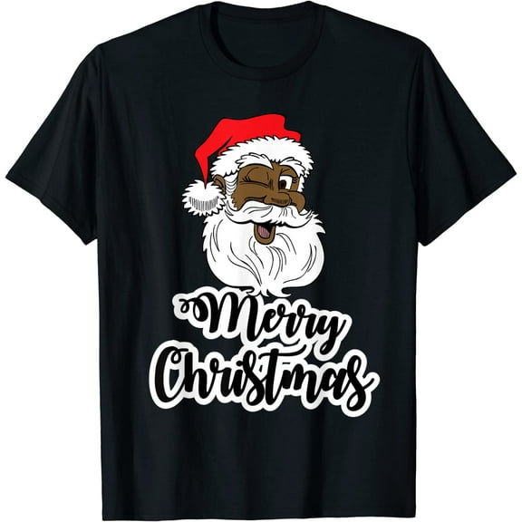 Black Winking Santa Merry Christmas African American Santa