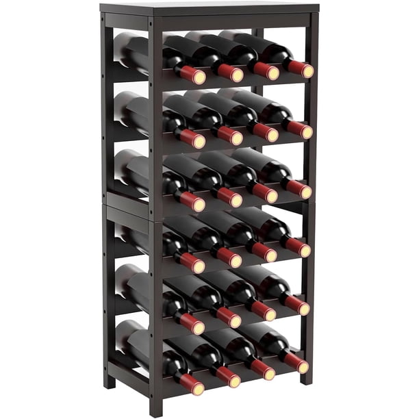 Botellero FoverOne para 24 botellas, independiente, bambú, color marrón oscuro