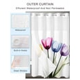 thumbnail image 2 of No Hook Cloth Fabric Shower Curtain with Snap in Liner, Colorful Tulip Waterproof Shower Curtains Set with See Through Top Window, Farmhouse Luxury Flowers Botanical Bath Curtains Shower 54"x78", 2 of 6