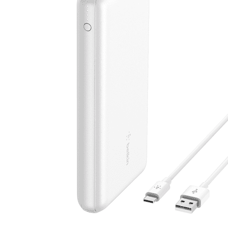 Belkin 20K Power Bank, USB-A & C 15W, White with Overcharge Protection, Portable Power Pack