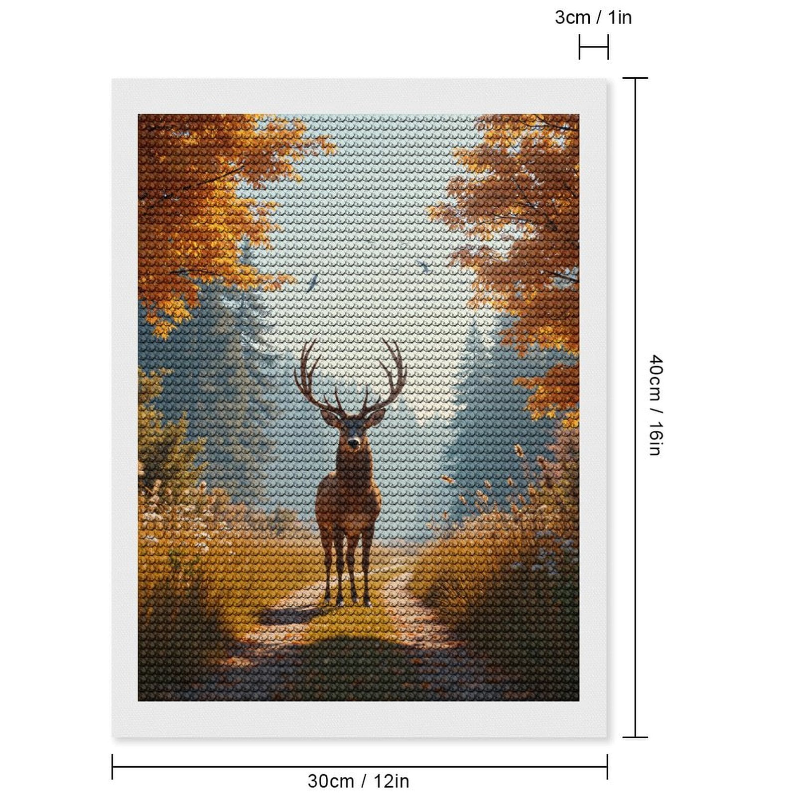 Diamond Art Kits for Adults - Autumn Deer Forest Path Wildlife 5d Diamond Painting for Adults, Diamond Art for Adults Beginners, Frameless Diamond Painting Kits for Adults for Home Wall Decor