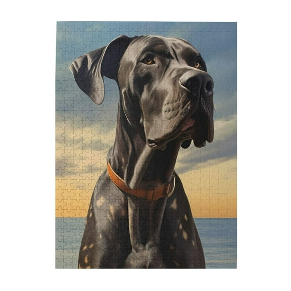 Great Dane Dog Beach Sky 500-Piece Wooden Jigsaw Puzzle for Adults, Fun & Challenging Family Brain-Teaser, Perfect Home Decor & Gift