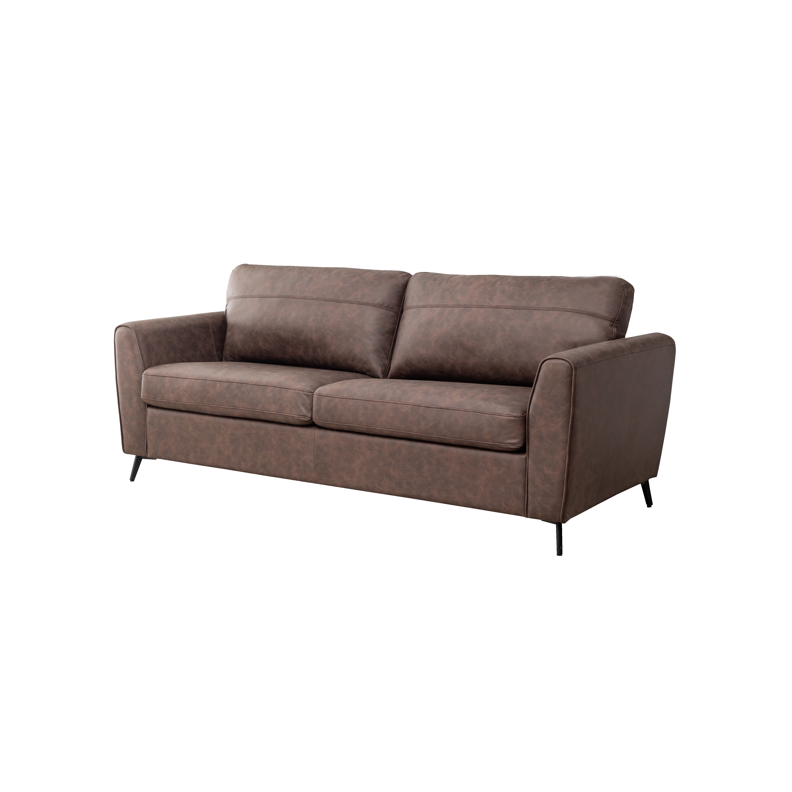 Luna Mid-Century Modern Pullout Sofa Bed with 4" Gel Mattress, Brown