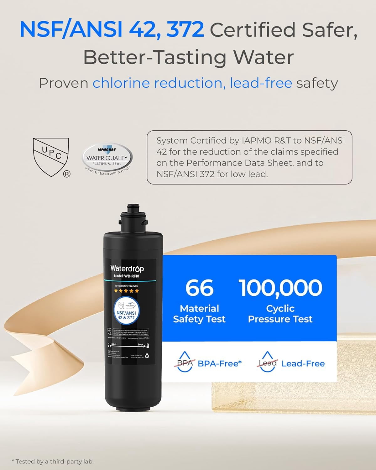 Waterdrop WD-RF10 Under Sink Water Filter, Replacement 10UA Under Counter Water Filtration System, 8000 Gallons High Capacity