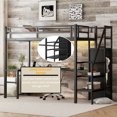 thumbnail image 4 of Morufur Twin XL Metal Loft Bed with Desk and Wardrobe,Heavy Duty Loft Bed Frame with Storage Stairs and LED Lights for Teens, Adults, Black, 4 of 10