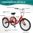 thumbnail image 3 of ABORON Adult Tricycles, 7 Speed Adult Trikes 20/24/26 inch 3 Wheel Bikes, Cruise Bike with Basket for Seniors, Women, Men for Recreation, Shopping, Multiple Colors, 3 of 10