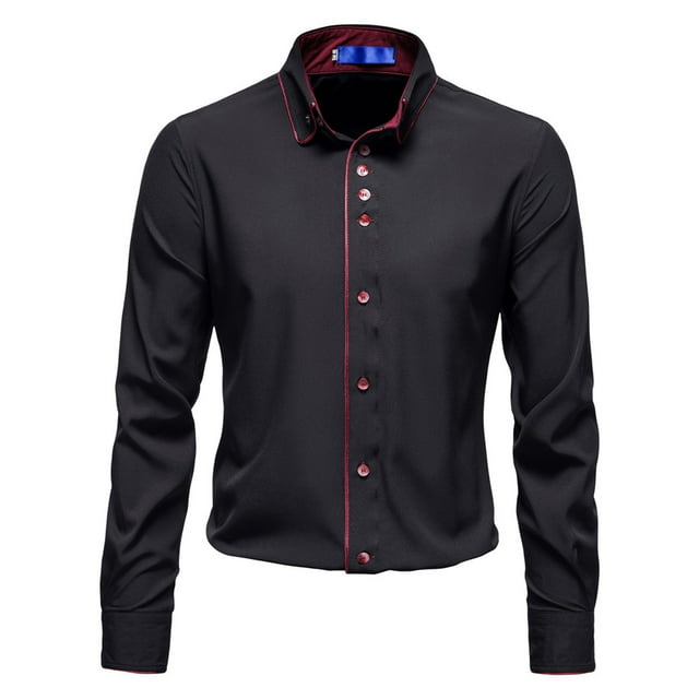 DPTALR Long-sleeved Solid Color Casual Lapel Button Button Light Business Shirt
