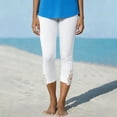 thumbnail image 5 of QATAINLAV Womens Lace Patchwork Hem Capri Leggings Trendy Casual Stretchy High Waisted Cropped Yoga Pants White XXL, 5 of 8