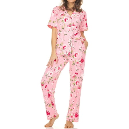 

Flora Nikrooz Womens Printed Notch Collar Pajama Set 2 Pieces