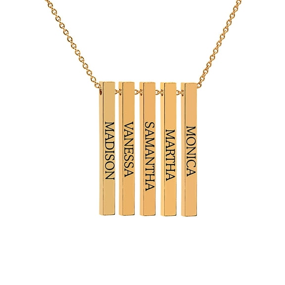 Hanging Name Bar Necklace with Three to Five Names.