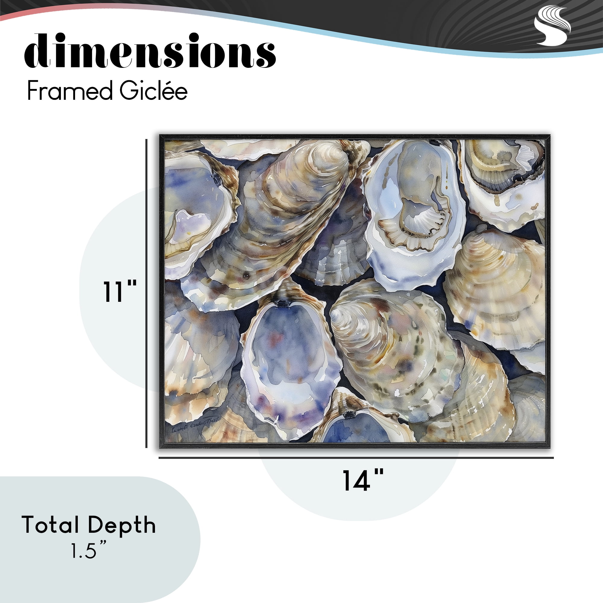 Stupell Industries Oyster Shellabration Pile Black Framed Giclee Art, design by Heidi Kuntz