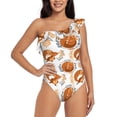 thumbnail image 2 of Yiaed Cute Squirrel Print Women One Piece Swimsuits Tummy Control One Shoulder Bathing Suits Pattern Ruffle Swimwear-Medium, 2 of 8