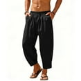 thumbnail image 2 of Mifsaly Men Linen Pants Baggy Wide Leg Pant Elastic Waist Lightweight Loose Trousers Summer Beach Work Vacation Clothes with Pockets 2026 L, 2 of 7