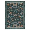 thumbnail image 3 of Washable Rug 9x12 Mushroom Butterfly Area Rug Non Slip Living Room Large Rugs Insect Moth Print Carpet Non Shedding Soft Bedroom Floor Mat Thin Foldable Modern Carpet for Farmhouse, Black, 3 of 6