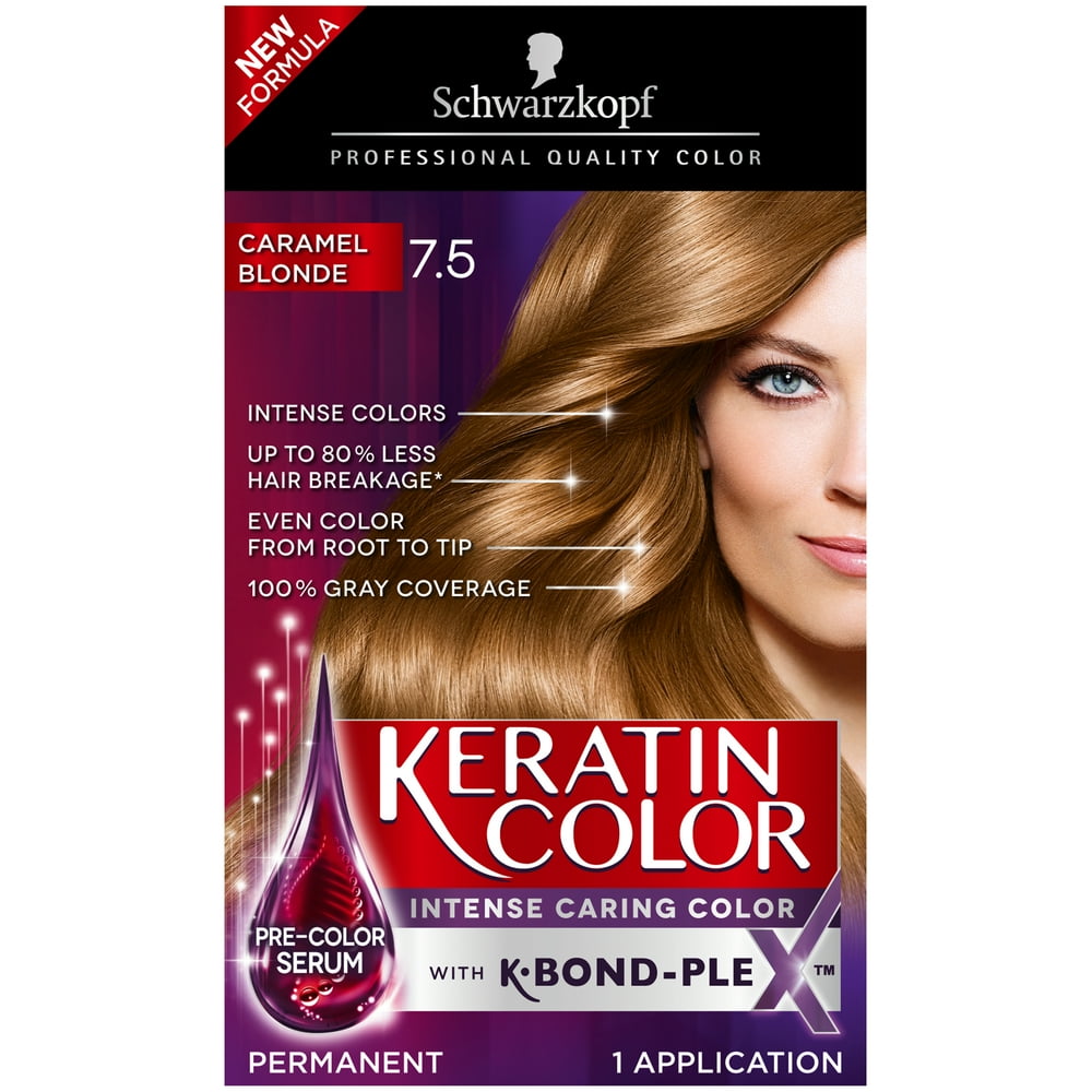 Schwarzkopf Keratin Color Permanent Hair Color Cream, 7.5 Caramel