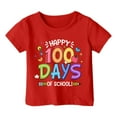 thumbnail image 3 of Girl Tops 5t Letter Graphic Print Crewneck Short Sleeve Cute Shirts Breathable 100 Days Of School Gift for Kids Pullover Tops Red,8-9 Years, 3 of 4