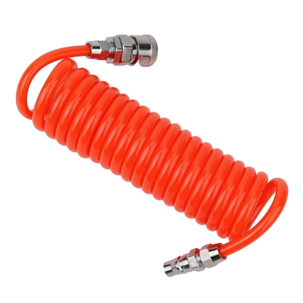 PU Pneumatic Air Compressor Hose – 3m (9.8ft) Telescopic Spring Tube, 5mm ID X 8mm OD, With SP20 & PP20 Quick Connectors, For Pneumatic Tools